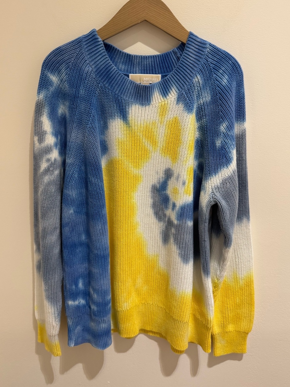 Michael Kors Blue & Yellow Tie-Dye Crewneck Sweater